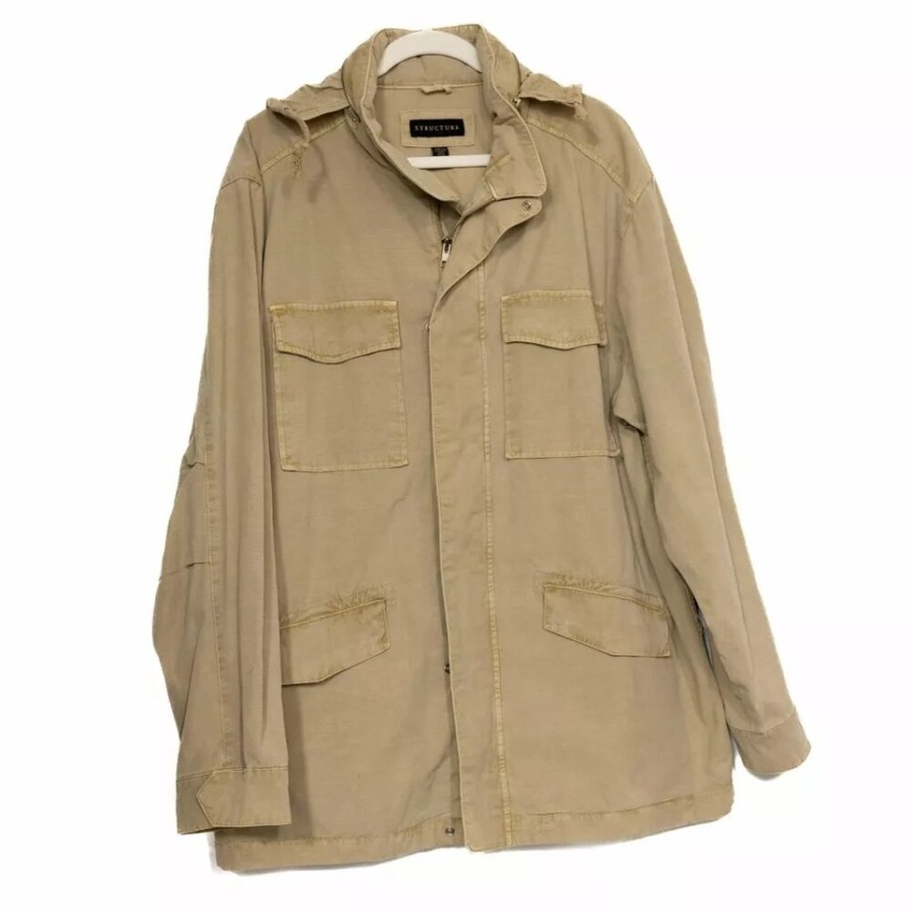 Structure Mens Beige Jacket Solid 4 Pockets Butto… - image 7